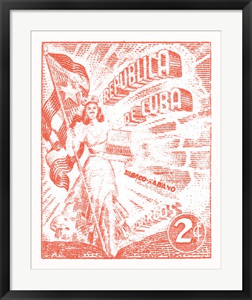 Framed Cuba Stamp XXI Bright Print