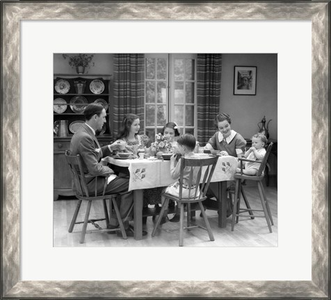 Framed 1930s Family Of 6 Sitting At The Table Print