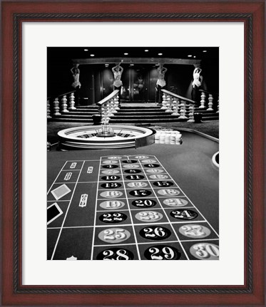 Framed 1960s Casino Viewed Of Roulette Table Print