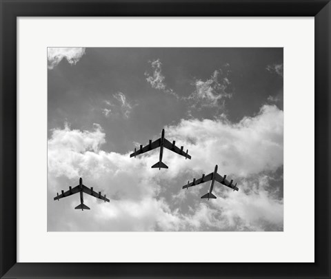Framed 1950s Three B-52 Stratofortress Bomber Airplanes Print