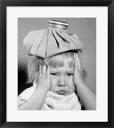 Framed 1950s Unhappy Little Blonde Girl Print