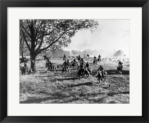 Framed Army Regiment Cavalry Coming To Rescue Print