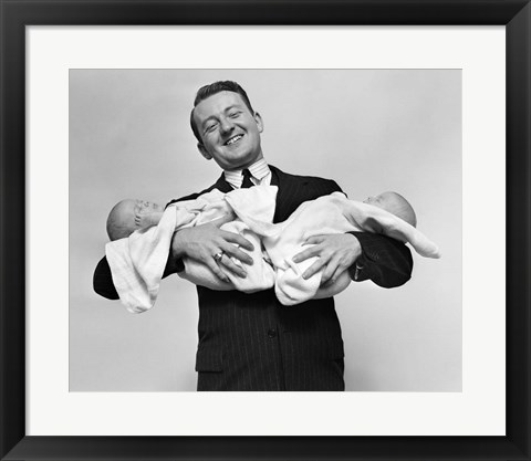 Framed 1930s Proud Father Smiling Print