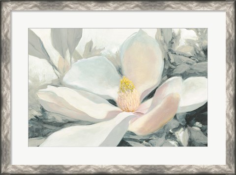 Framed Majestic Magnolia Green Gray Crop Print