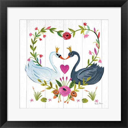 Framed Swan Love III Print