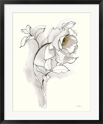 Framed Carols Roses III Soft Gray Print