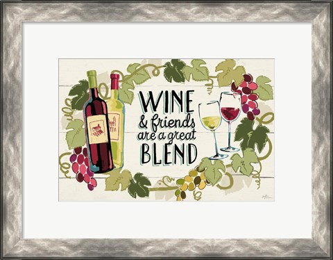 Framed Wine and Friends I Print