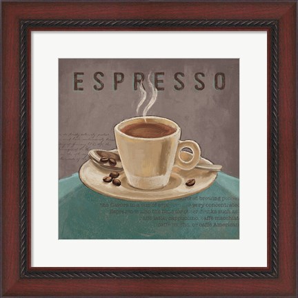Framed Coffee and Co III Teal and Gray Print