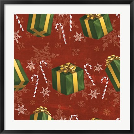 Framed Santas List Pattern X Print