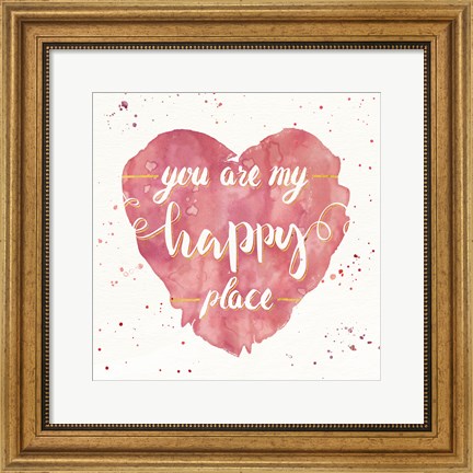 Framed Happy Hearts II Pink Print