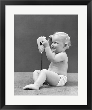 Framed 1940s Blond Baby Girl Print