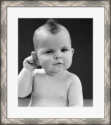 Framed 1940s Baby With Slight Squinting Eyes Print