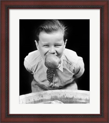 Framed 1930s Boy Bobbing For Apples Print
