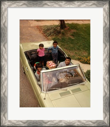 Framed 1970s African American Family Seated In Convertible Car Print