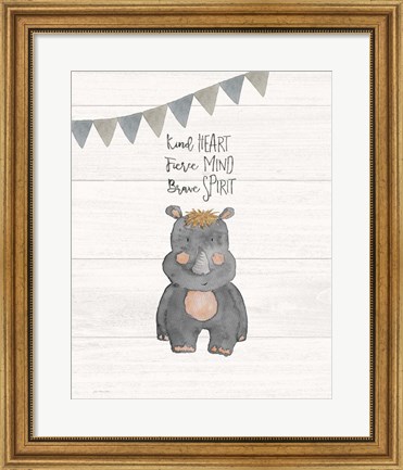 Framed Kind Heart Hippo Print