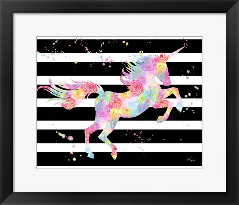 Framed Unicorn Stripes Print