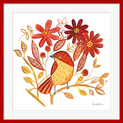Framed Orange Bird II Print