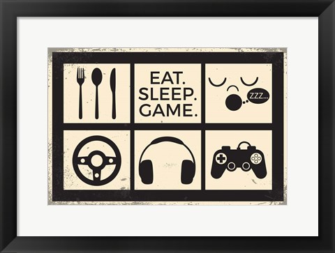 Framed Eat Sleep Game Print