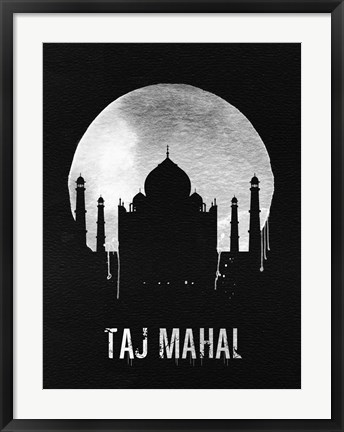 Framed Taj Mahal Landmark Black Print