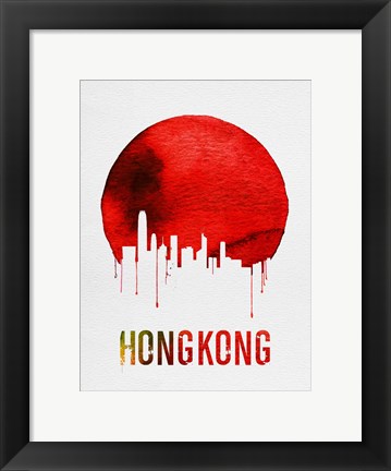 Framed Hong Kong Skyline Red Print