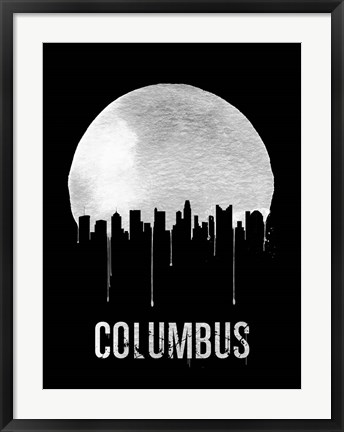 Framed Columbus Skyline Black Print
