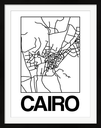 Framed White Map of Cairo Print
