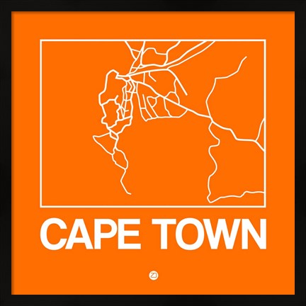 Framed Orange Map of Cape Town Print