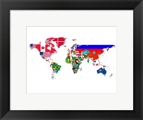 Framed World Map Contry Flags 2 Print