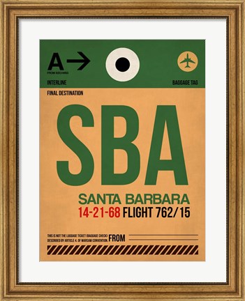 Framed SBA Santa Barbara Luggage Tag I Print