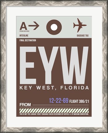 Framed EYW Key West Luggage Tag II Print