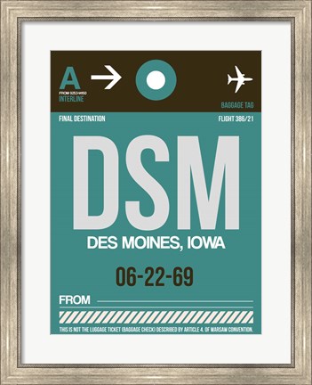 Framed DSM Des Moines Luggage Tag II Print