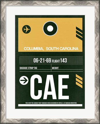Framed CAE Columbia Luggage Tag II Print
