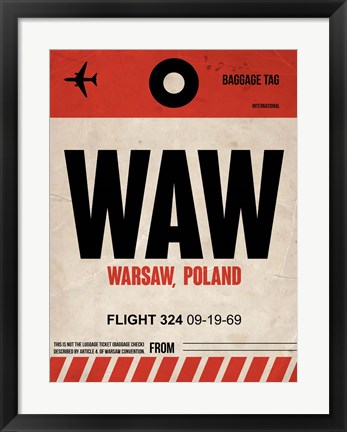 Framed WAW Warsaw Luggage Tag I Print