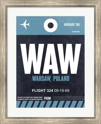 Framed WAW Warsaw Luggage Tag II Print