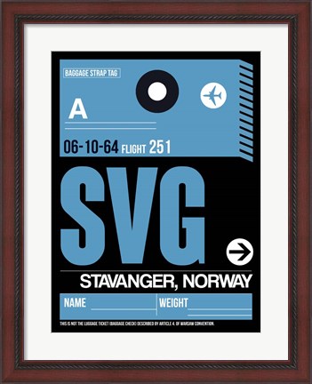 Framed SVG Stavanger Luggage Tag II Print