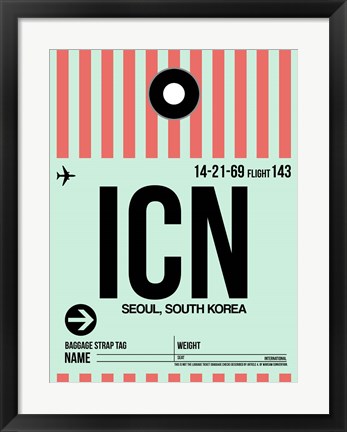 Framed ICN Seoul Luggage Tag I Print