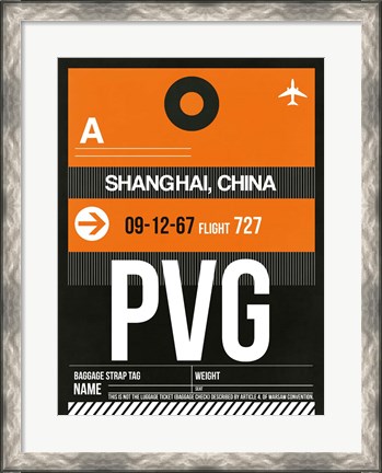 Framed PVG Shanghai Luggage Tag II Print