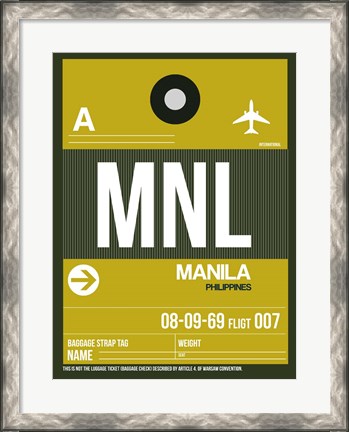 Framed MNL Manila Luggage Tag II Print