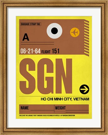 Framed SGN Ho Chi Minh City Luggage Tag I Print