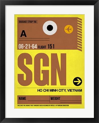 Framed SGN Ho Chi Minh City Luggage Tag I Print