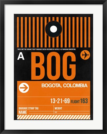 Framed BOG Bogota Luggage Tag II Print