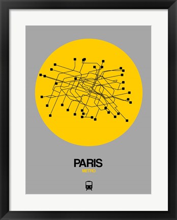 Framed Paris Yellow Subway Map Print