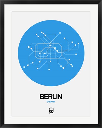 Framed Berlin Blue Subway Map Print