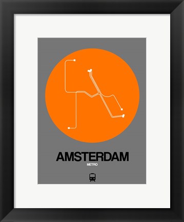 Framed Amsterdam Orange Subway Map Print
