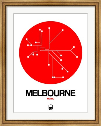 Framed Melbourne Red Subway Map Print
