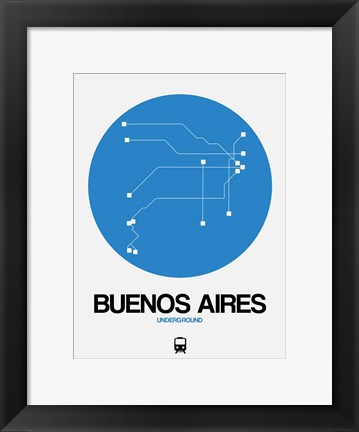 Framed Buenos Aires Blue Subway Map Print