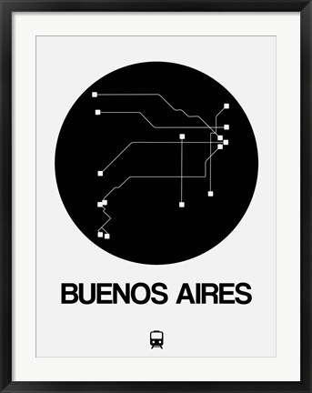 Framed Buenos Aires Black Subway Map Print