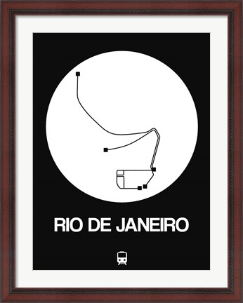 Framed Rio De Janeiro White Subway Map Print