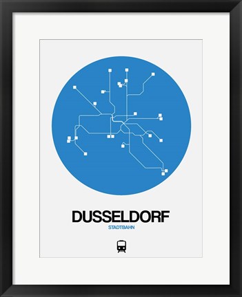 Framed Dusseldorf Blue Subway Map Print