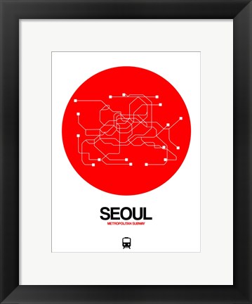 Framed Seoul Red Subway Map Print